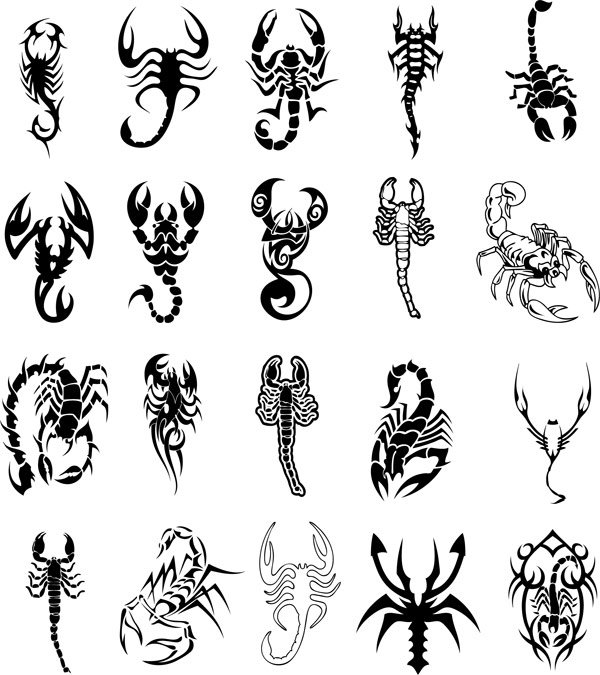 Cool Black Scorpio Zodiac Sign Tattoo Flash