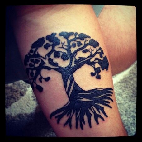 Cool Black Tree Of Life Tattoo On Forearm