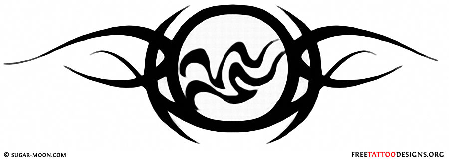 Cool Black Tribal Aquarius Zodiac Sign Tattoo Stencil