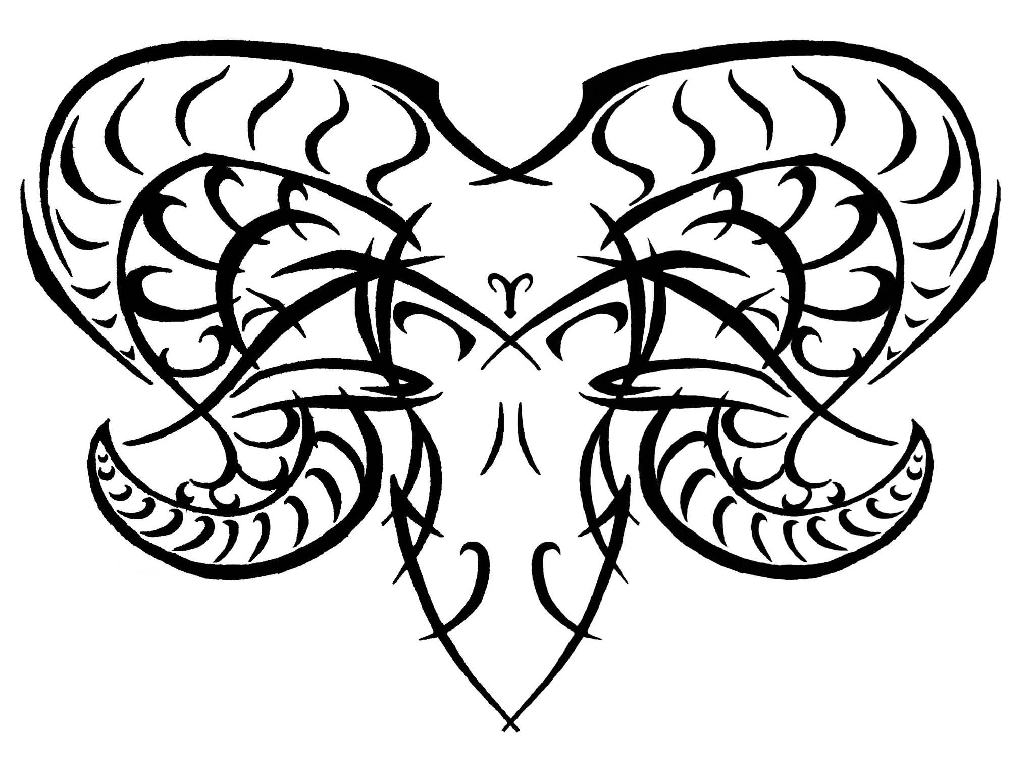 Cool Black Tribal Aries Zodiac Sign Tattoo Design