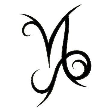 Cool Black Tribal Capricorn Zodiac Sign Tattoo Design