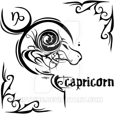 Cool Black Tribal Capricorn Zodiac Sign Tattoo Stencil By Mike P W