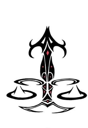 Cool Black Tribal Libra Zodiac Sign Tattoo Design