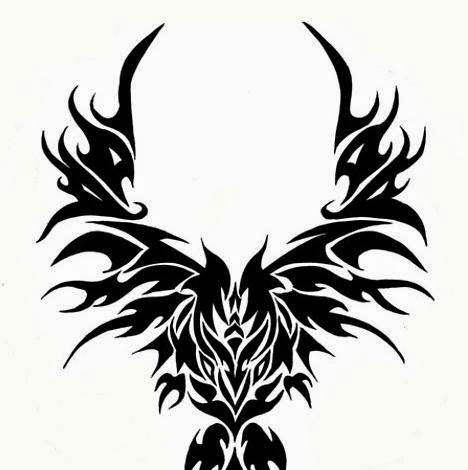 Cool Black Tribal Phoenix Tattoo Design