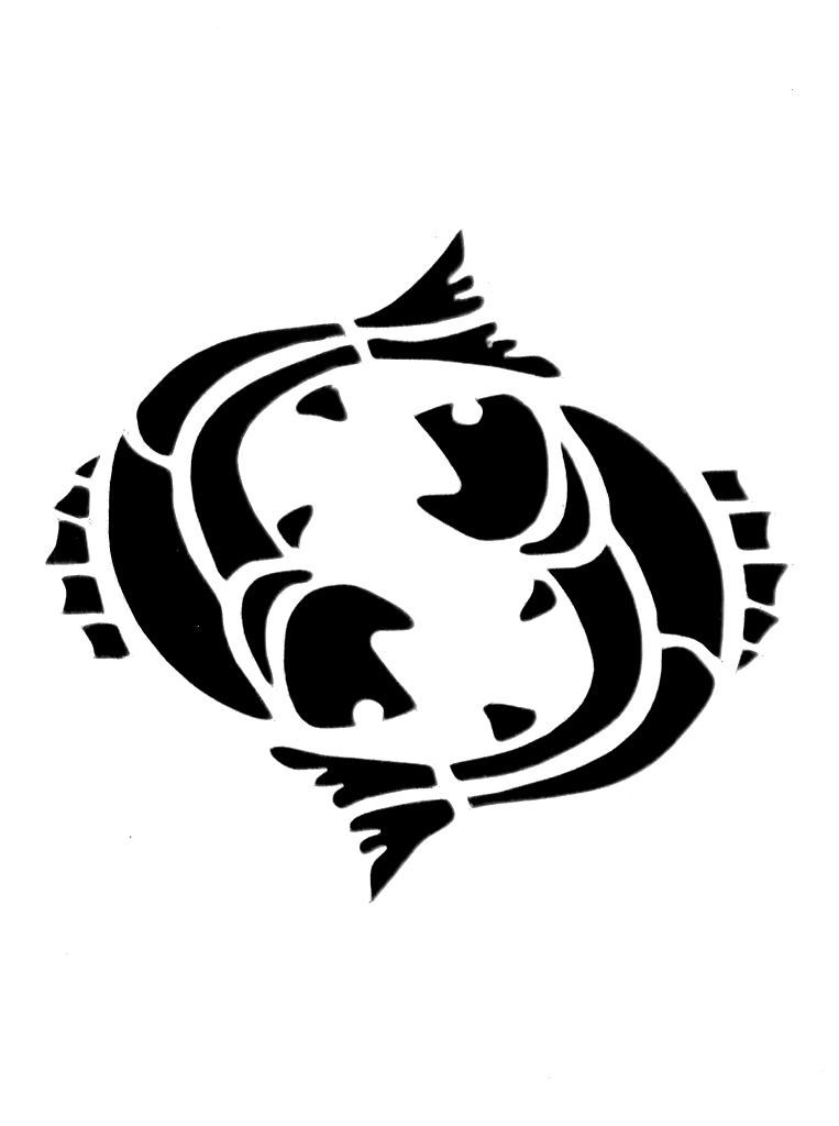 Cool Black Tribal Pisces Zodiac Sign Tattoo Design