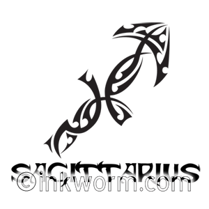 Cool Black Tribal Sagittarius Zodiac Sign Tattoo Stencil