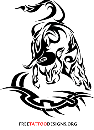 Cool Black Tribal Taurus Zodiac Sign Tattoo Stencil
