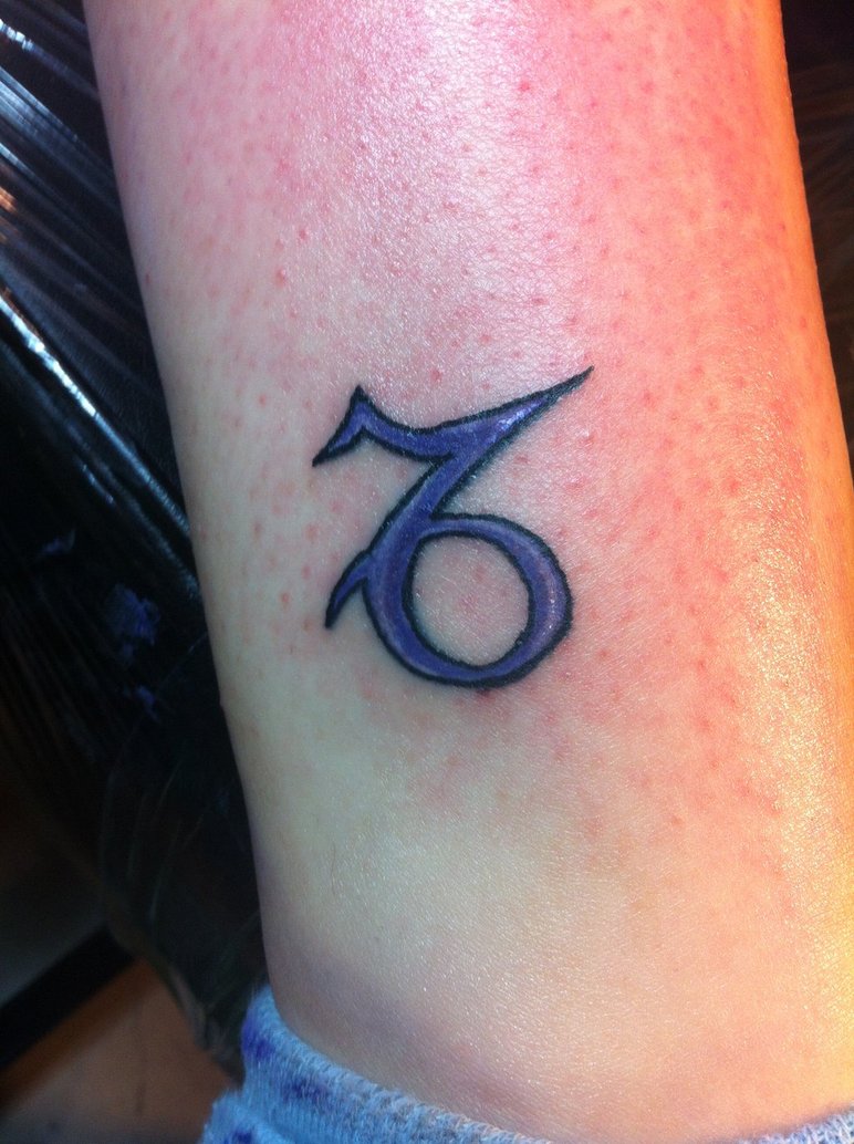 Cool Capricorn Zodiac Sign Tattoo Design For Leg