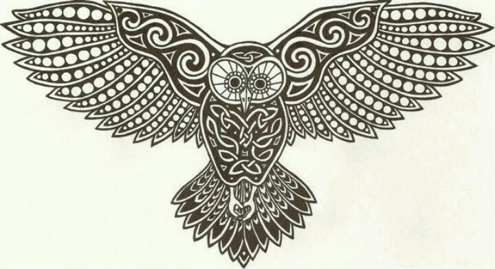 Cool Celtic Flying Owl Tattoo Design
