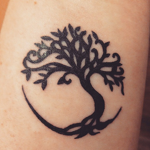 Cool Silhouette Small Tree Of Life Tattoo Design By Chiaraogan