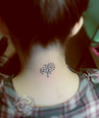 Cool Small Tree Of Life Tattoo On Back Neck