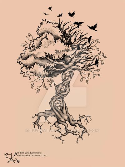Cool Tree Of Life With Flying Birds Tattoo Design