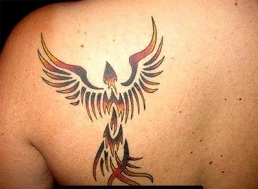 Cool Tribal Phoenix Tattoo On Left Back Shoulder