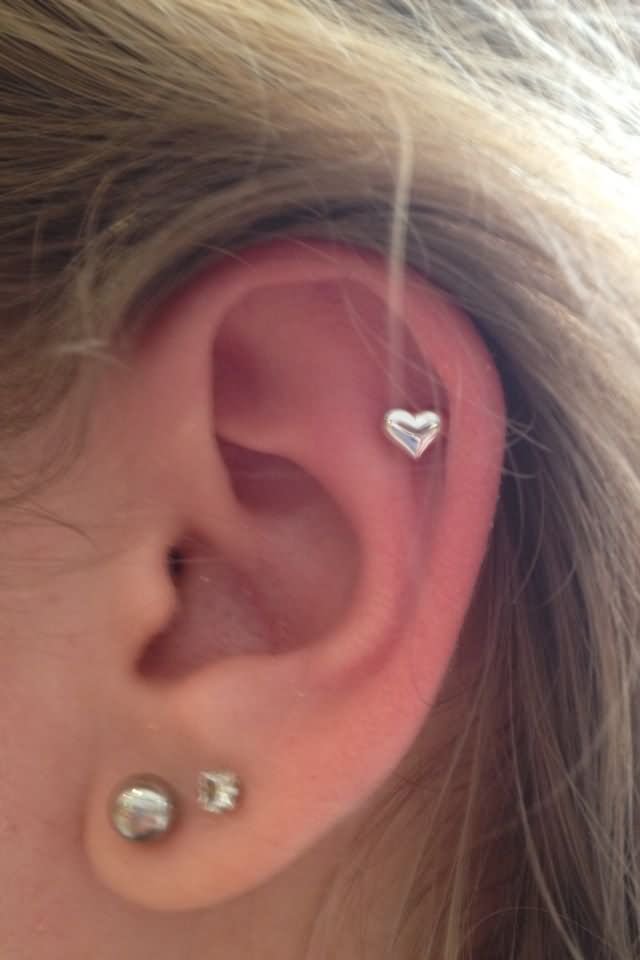 Cute Dual Lobe And Helix Piercing For Girls