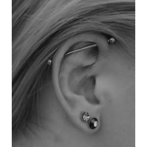 Cute Dual Lobes And Industrial Piercing For Girls
