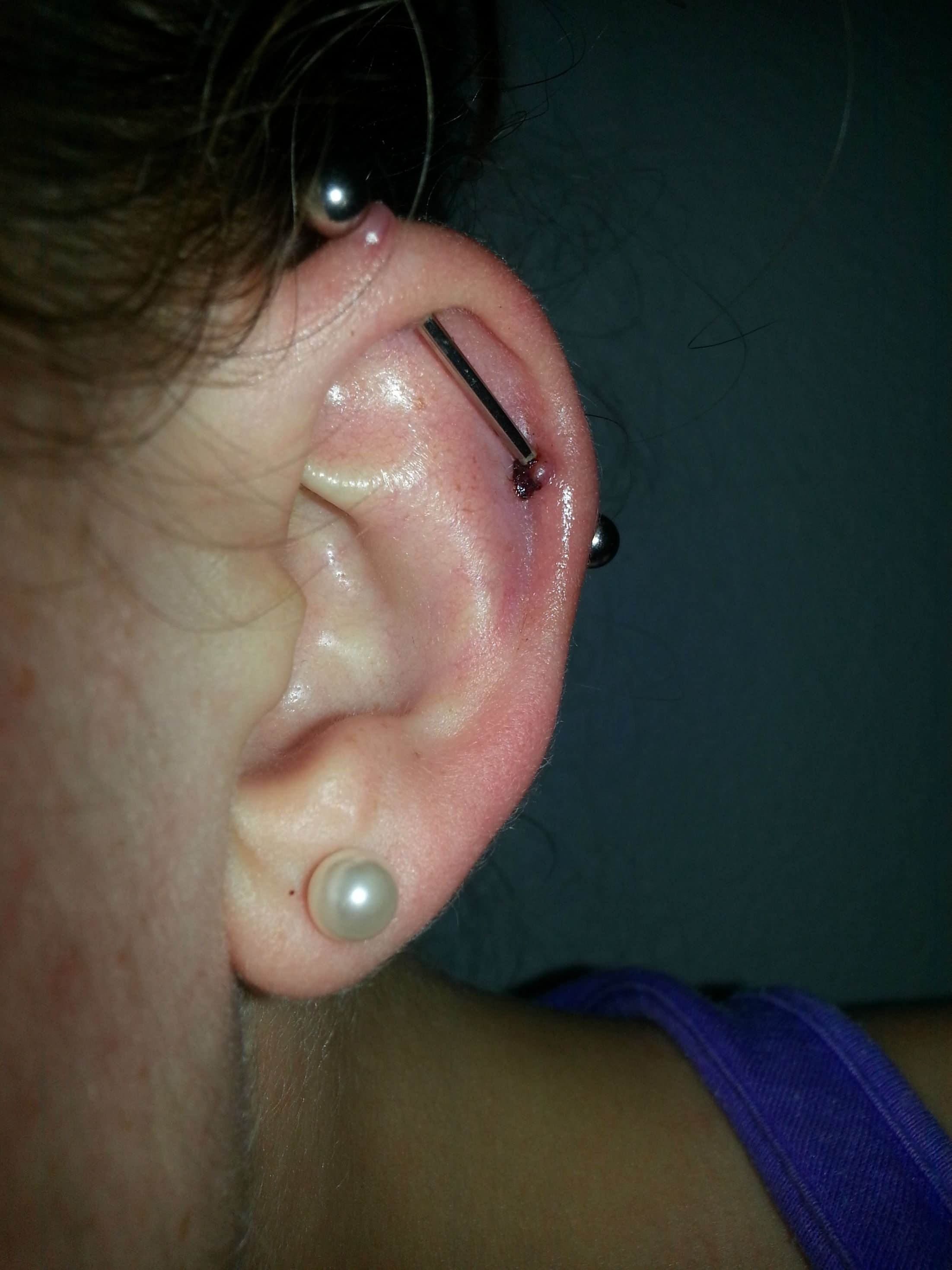 Cute Lobe And Industrial Piercing For Girls