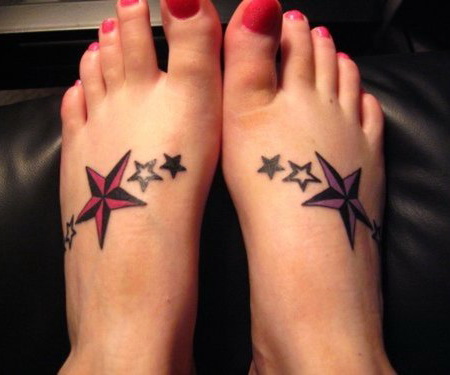 Cute Star Tattoos On Foot