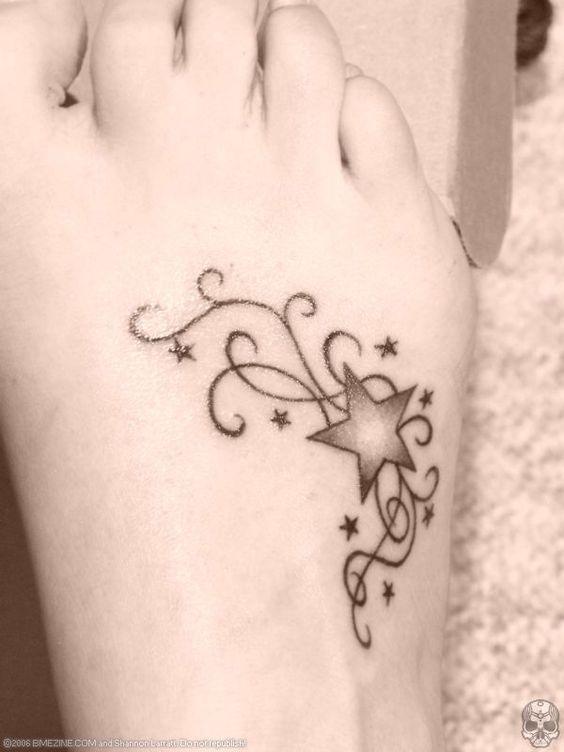 Cute Star Foot Tattoo For Girls