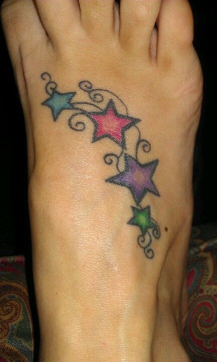 Cute Stars Foot Tattoo Idea