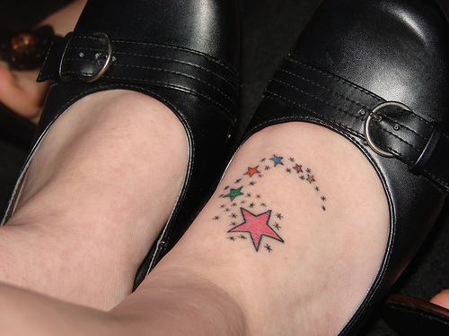 Cute Stars Right Foot Tattoo