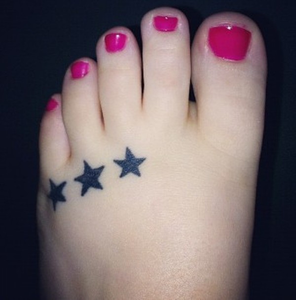 Cute Three Black Stars Foot Tattoo