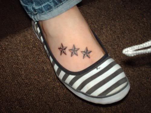 Cute Three Nautical Stars Foot Tattoo