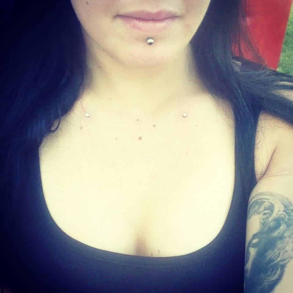Dermal Anchors Clavicle Piercing For Beautiful Girls