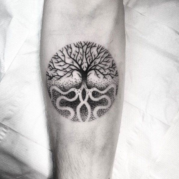 Dotwork Tree Of Life Tattoo On Forearm By Martynas Snioka