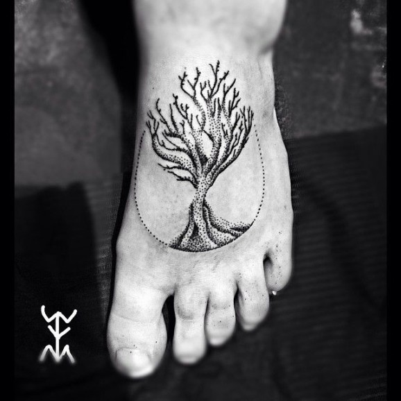Dotwork Tree Of Life Tattoo On Left Foot By Patricia
