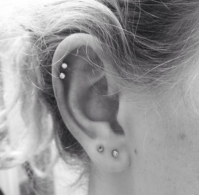 Dual Lobe And Double Helix Piercing For Girls