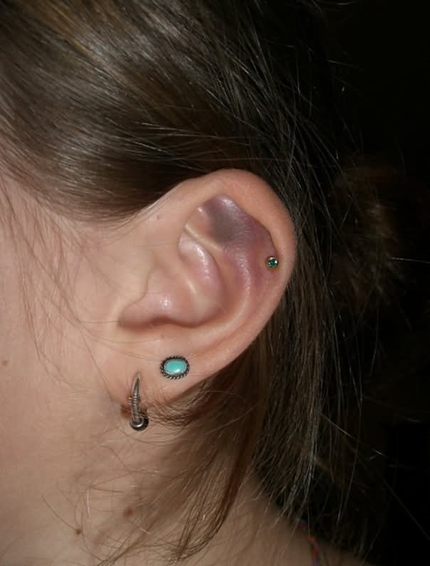 Dual Lobe And Helix Piercing For Girls