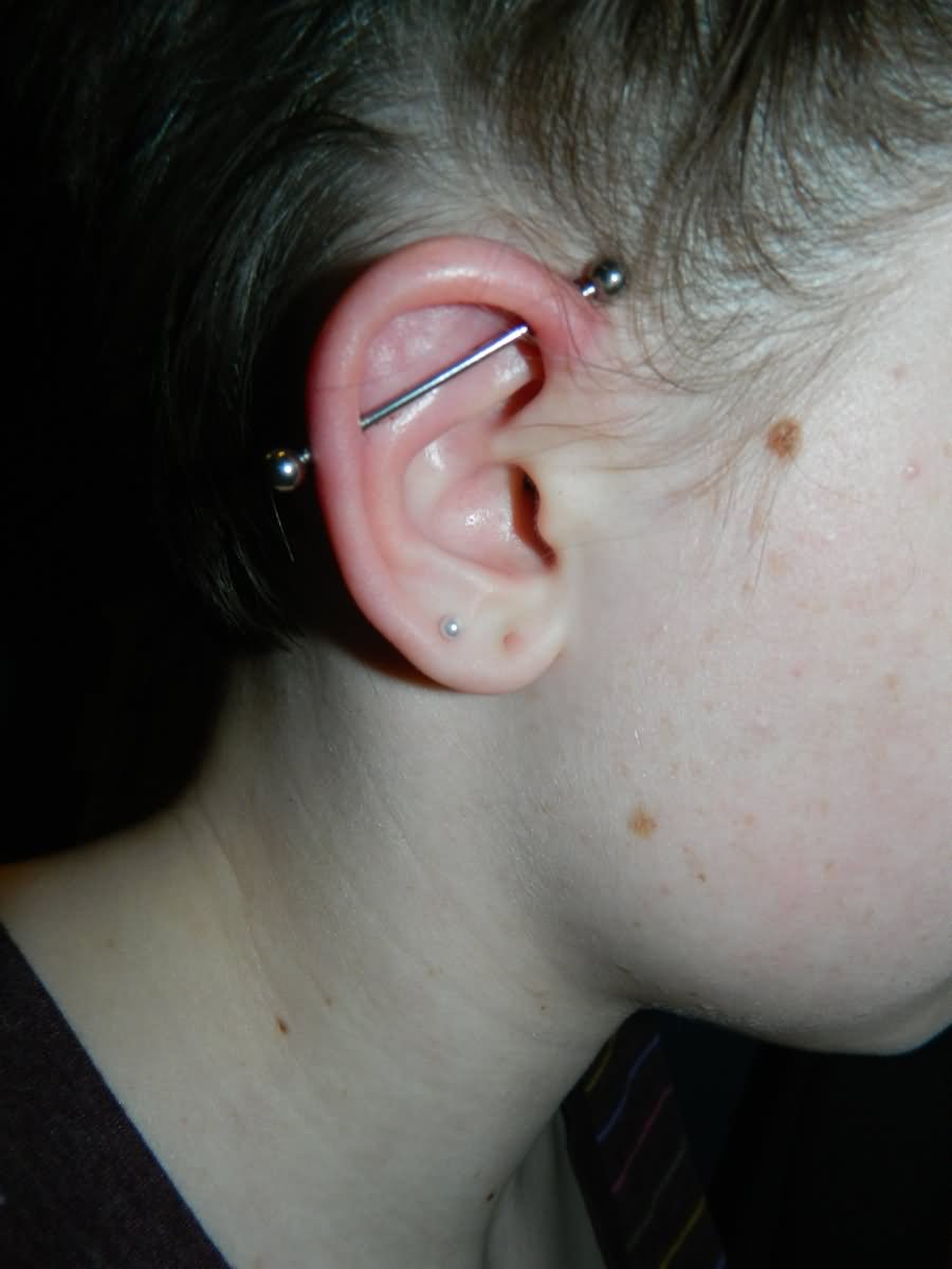 Ear Lobe And  Industrial Piercing