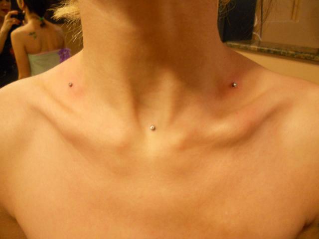 Fantastic Clavicle Piercing With Dermals