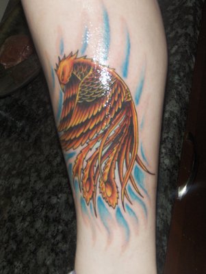 Fantastic Phoenix Tattoo Design For Leg