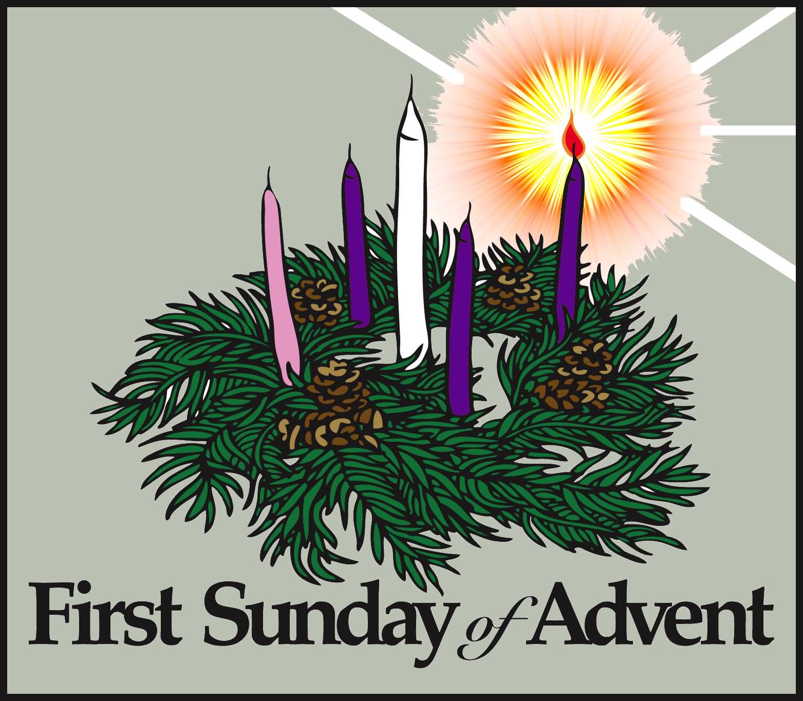 First Sunday Of Advent Candles And Wreath Clipart