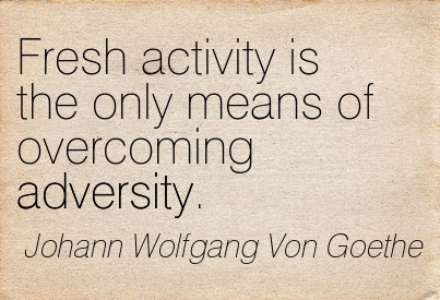 Fresh activity is the only means of overcoming adversity. Johann Wolfgang von Goethe