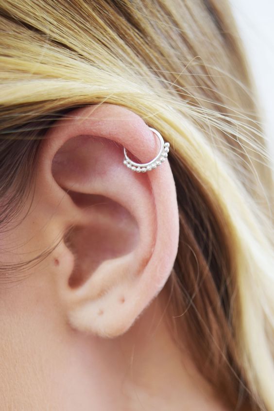 Girl Left Ear Helix Piercing Picture