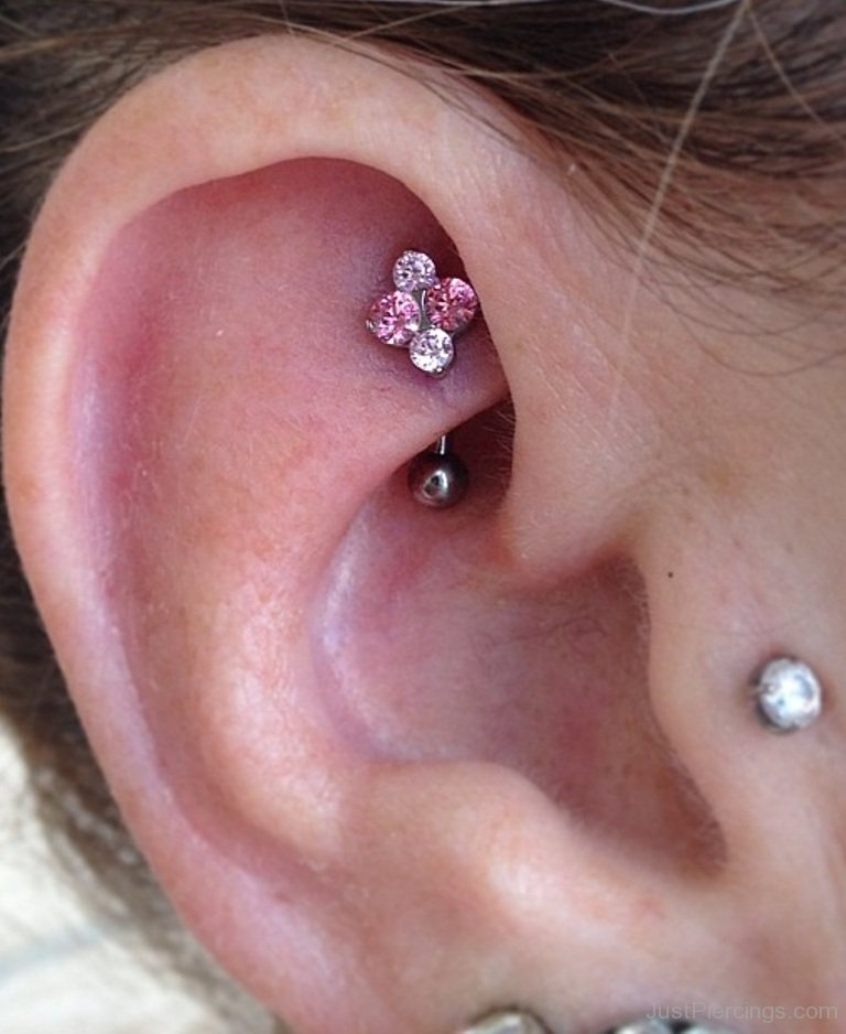 Girl Right Ear Tragus And Rook Piercing Picture