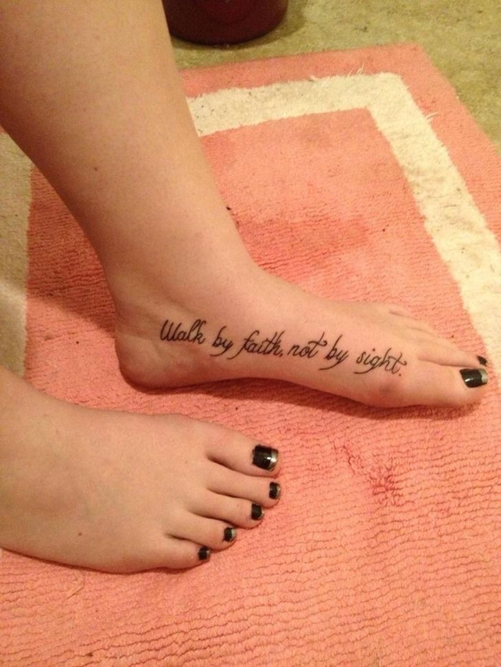 Girl Showing Her Cute Word Foot Tattoo