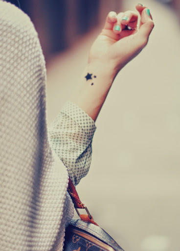Girl Showing Her Wrist Star Tattoos