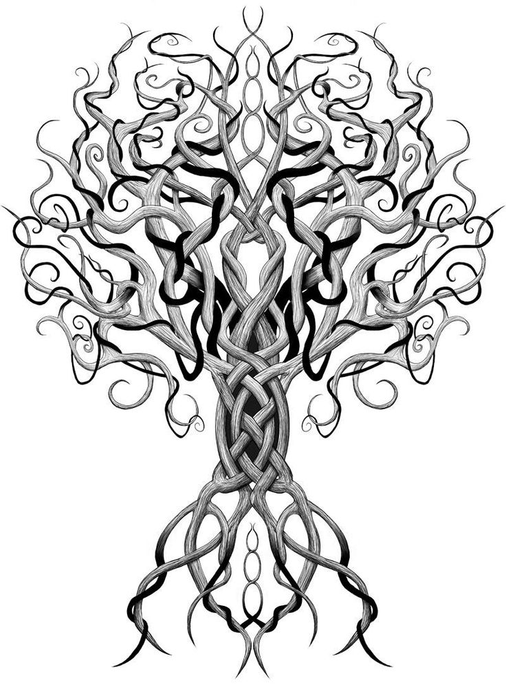 Grey Ink Celtic Tree Of Life Tattoo Design