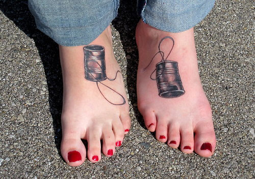 Grey Ink Cute Foot Tattoo for Girls