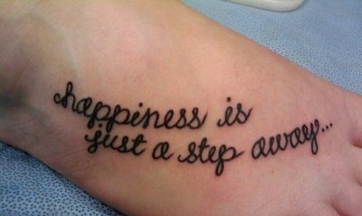 Happiness Is Just A Step Away Cute Word Foot Tattoo