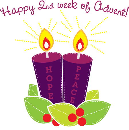 Happy 2nd Week Of Advent Hope Peace Candles Clipart