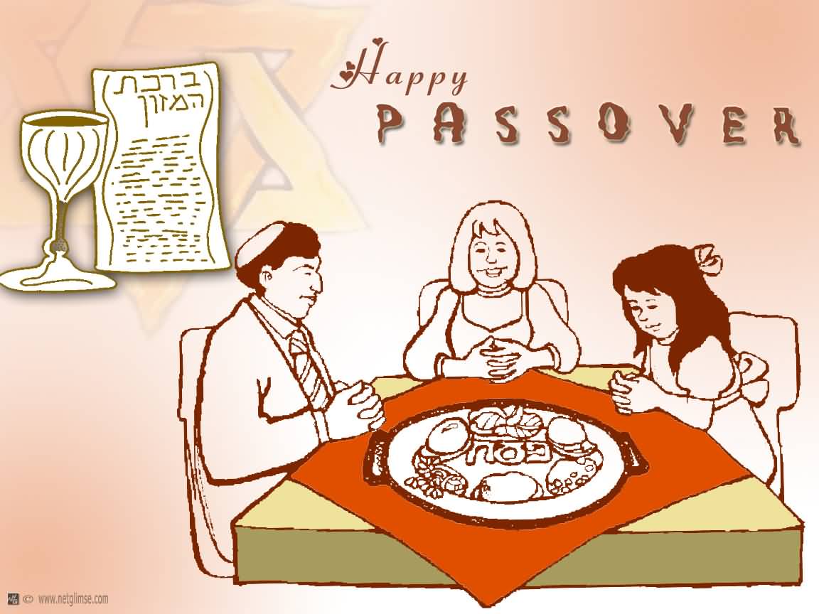 Happy Passover Family Enjoying Dinner