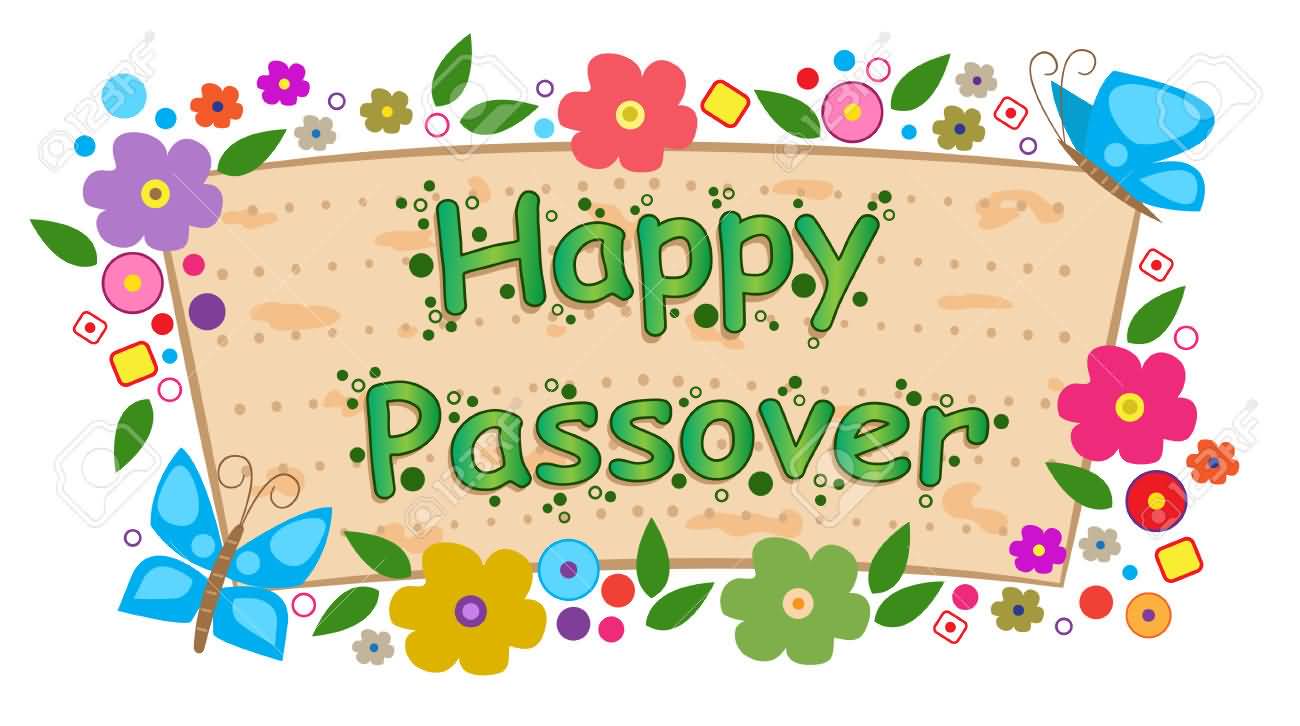 Happy Passover Flowers And Butterfly Illustration