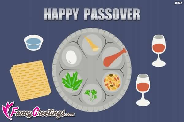 Happy Passover Food And Wine Illustration