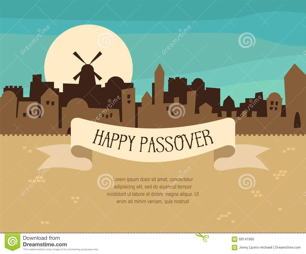 Happy Passover Greeting Card With Jerusalem City