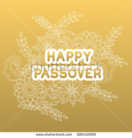 Happy Passover Hand Drawn Flowers On Golden Background