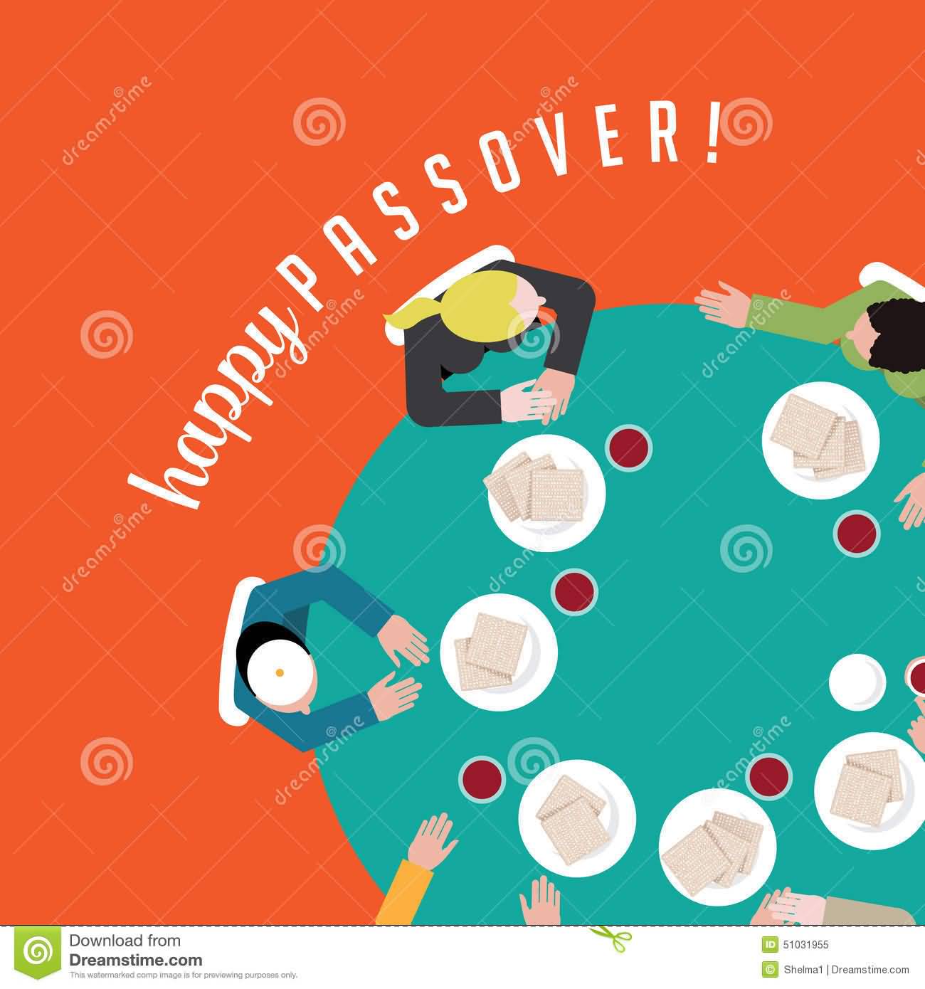 Happy Passover People Having Traditional Matzoh And Wine Illustration